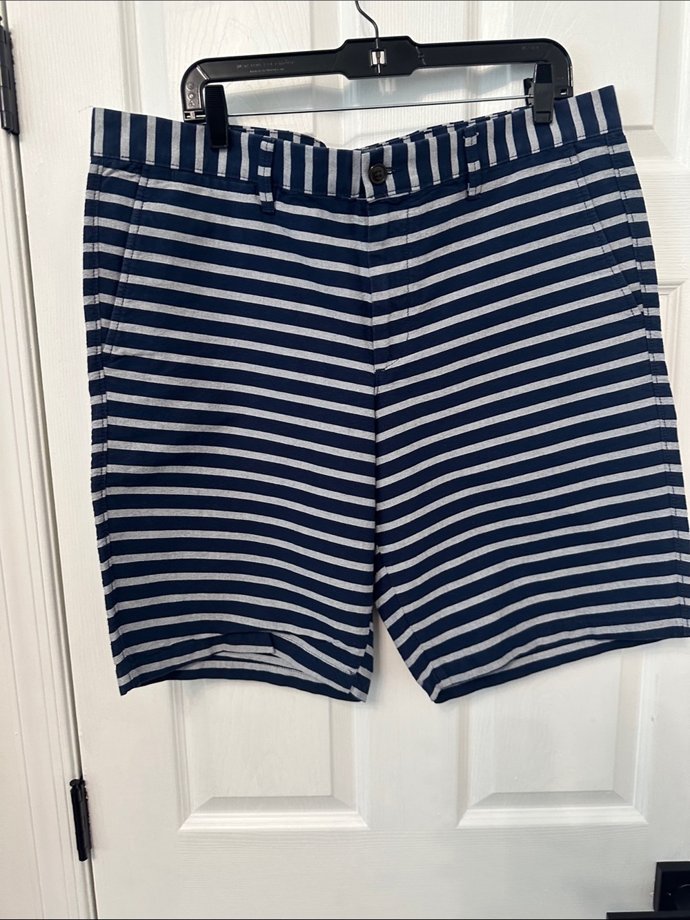 Men's Navy and Grey Striped Casual Khaki shorts worn once